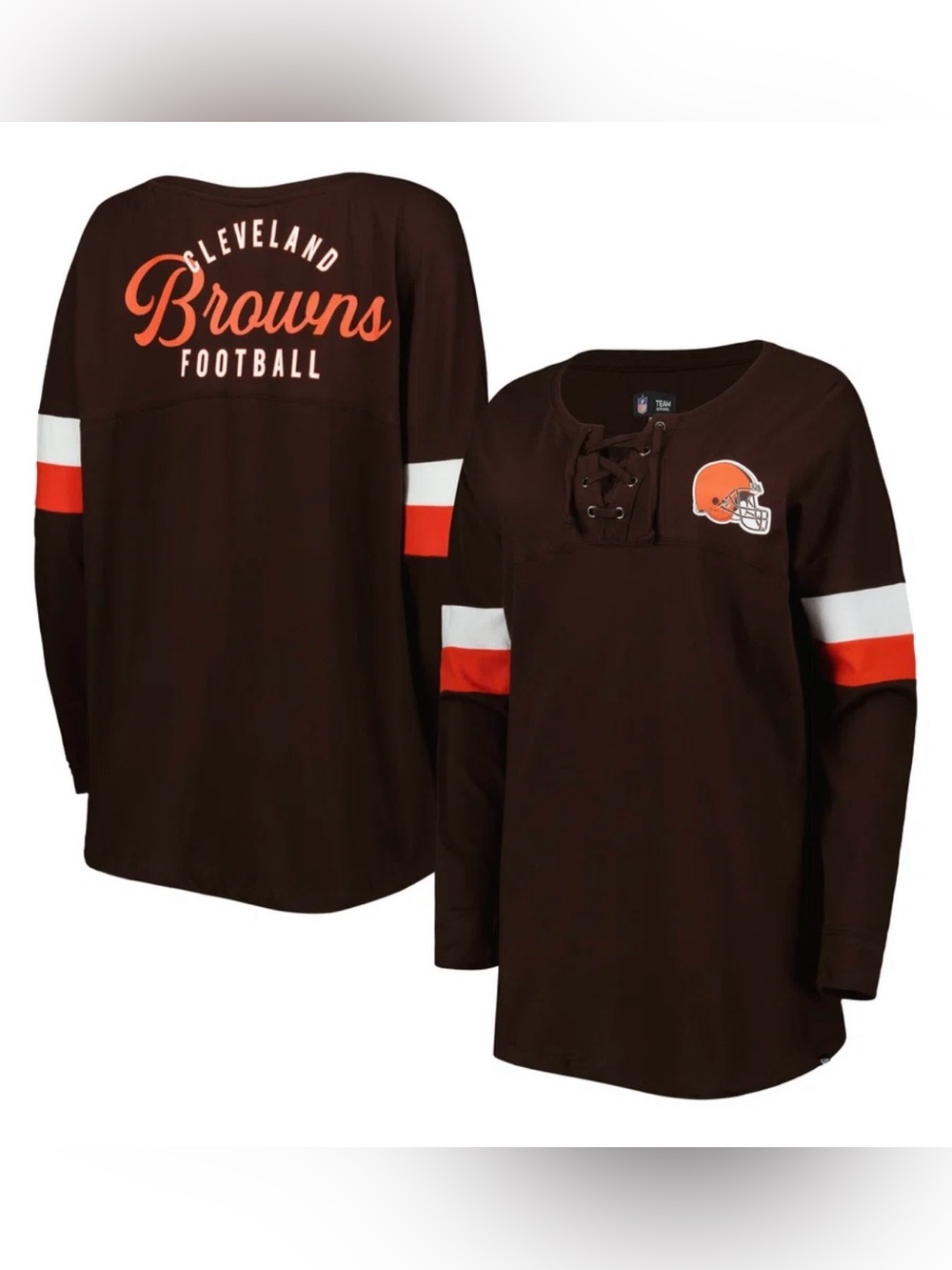 Cleveland Browns New Era Athletic Varsity Lace-Up Lightweight Long Sleeve Tee